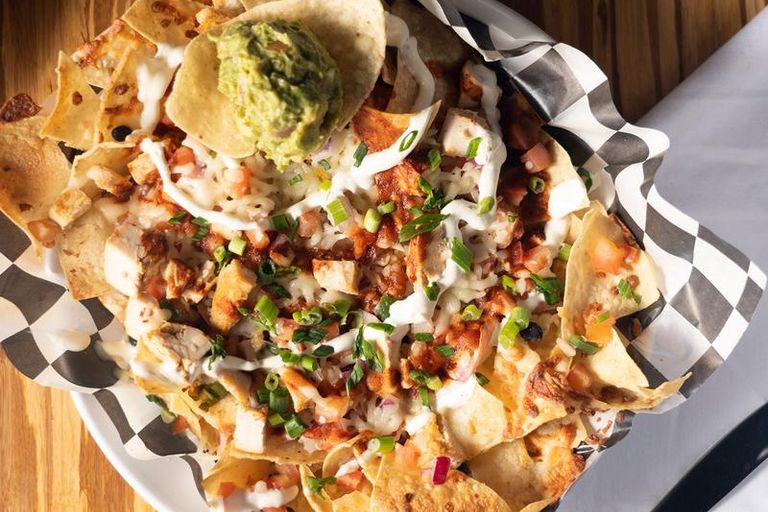 A plate of nachos