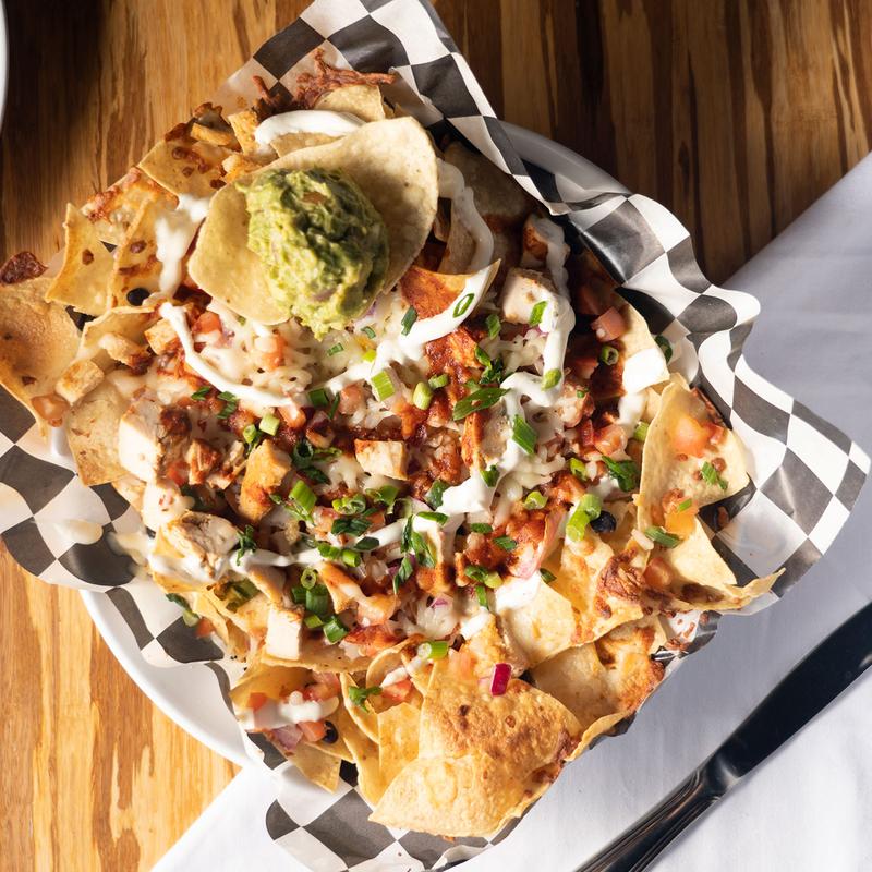 A plate of nachos